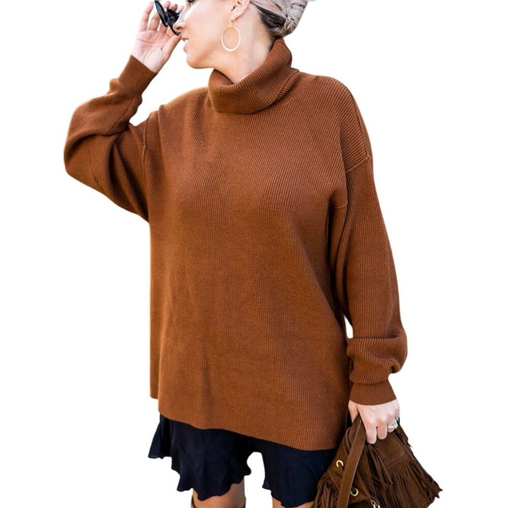 Cozy Brown Turtleneck Sweater